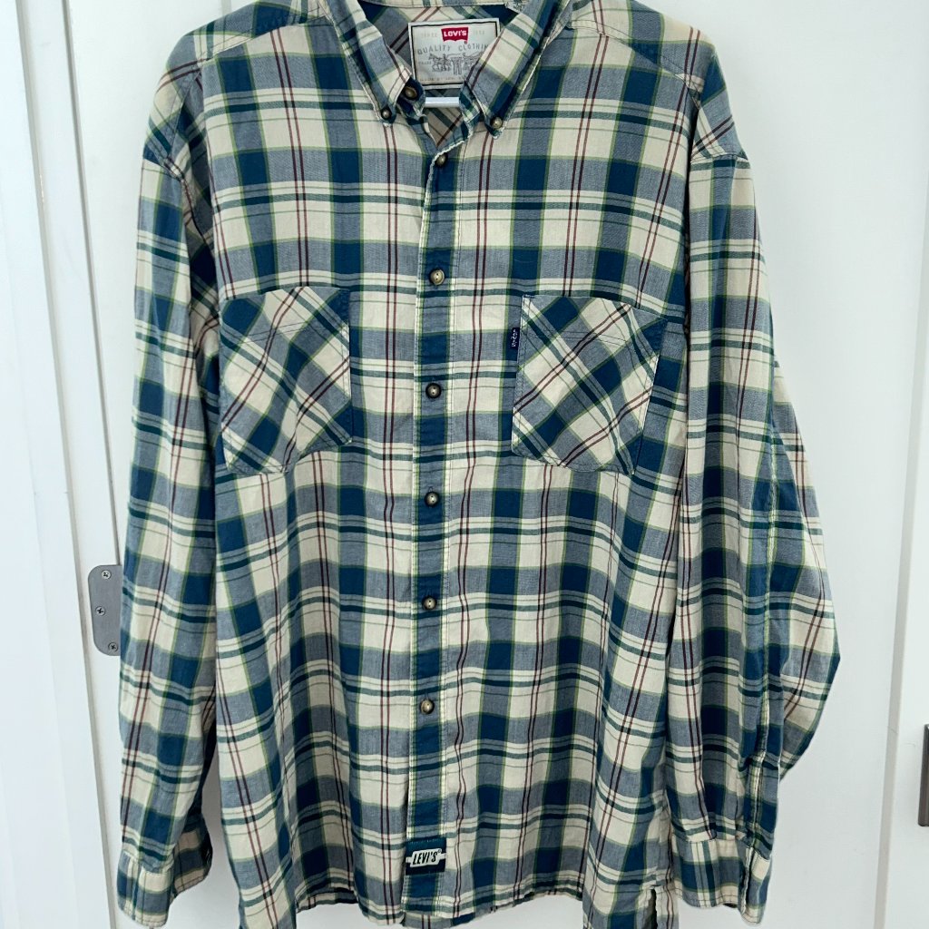 Vintage Levis Plaid Button Down Shirt Sz Xl Euc